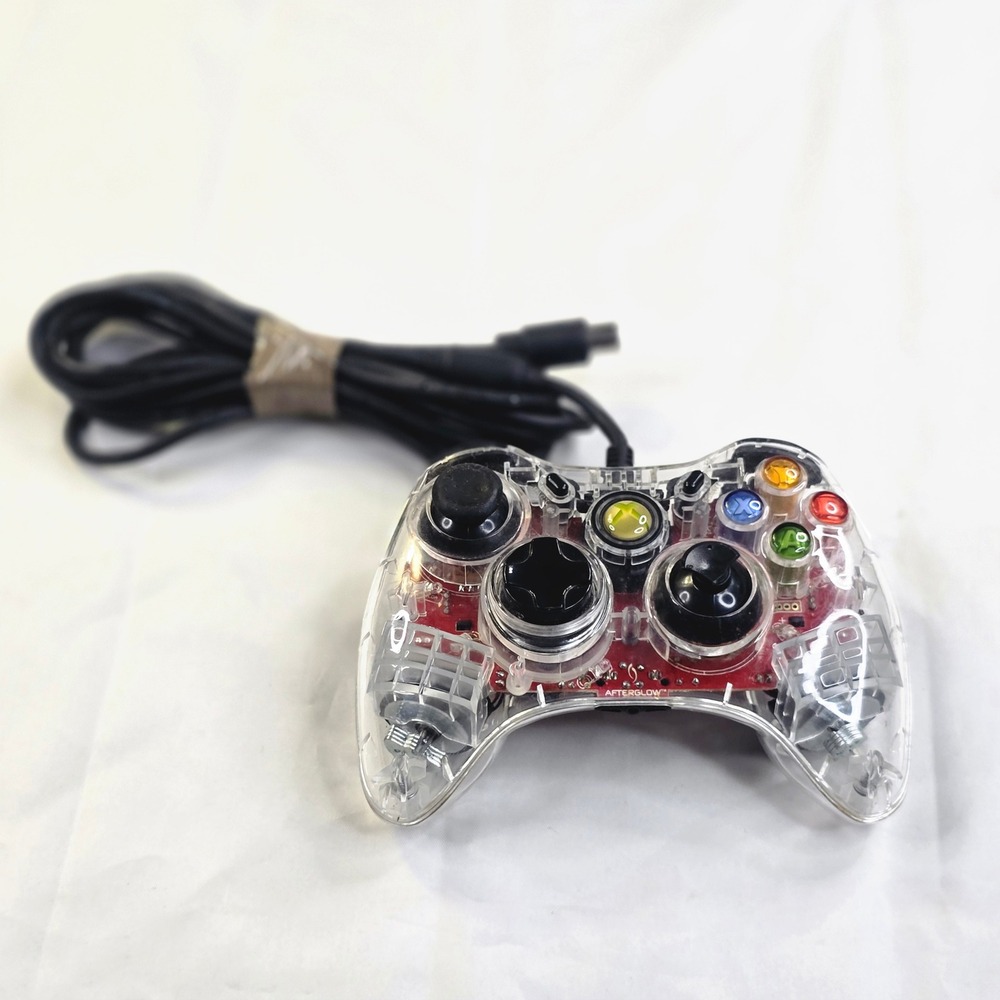 PDP Xbox 360 Afterglow Wired Controller PL-3702 Clear Red PCB Lighting